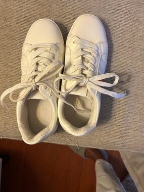 Aldo White Low-Top Leather Sneakers with Gold Insole Logo